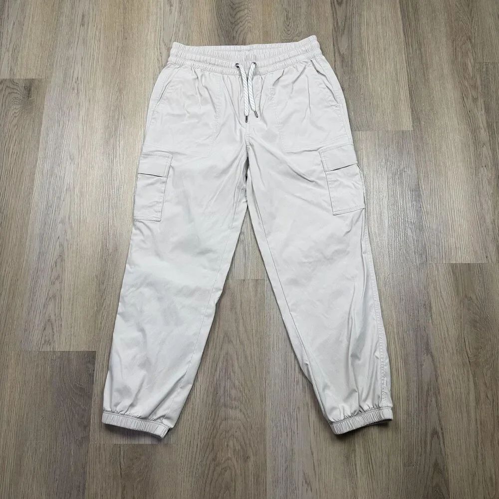 Vuori Jogger Pants Mens Medium Beige Woven Cargo Elastic Waist Cuffed Stretch
